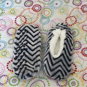 very soft black and grey slippers